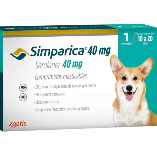 Simparica perro. Antiparasitario contra pulgas y garrapatas